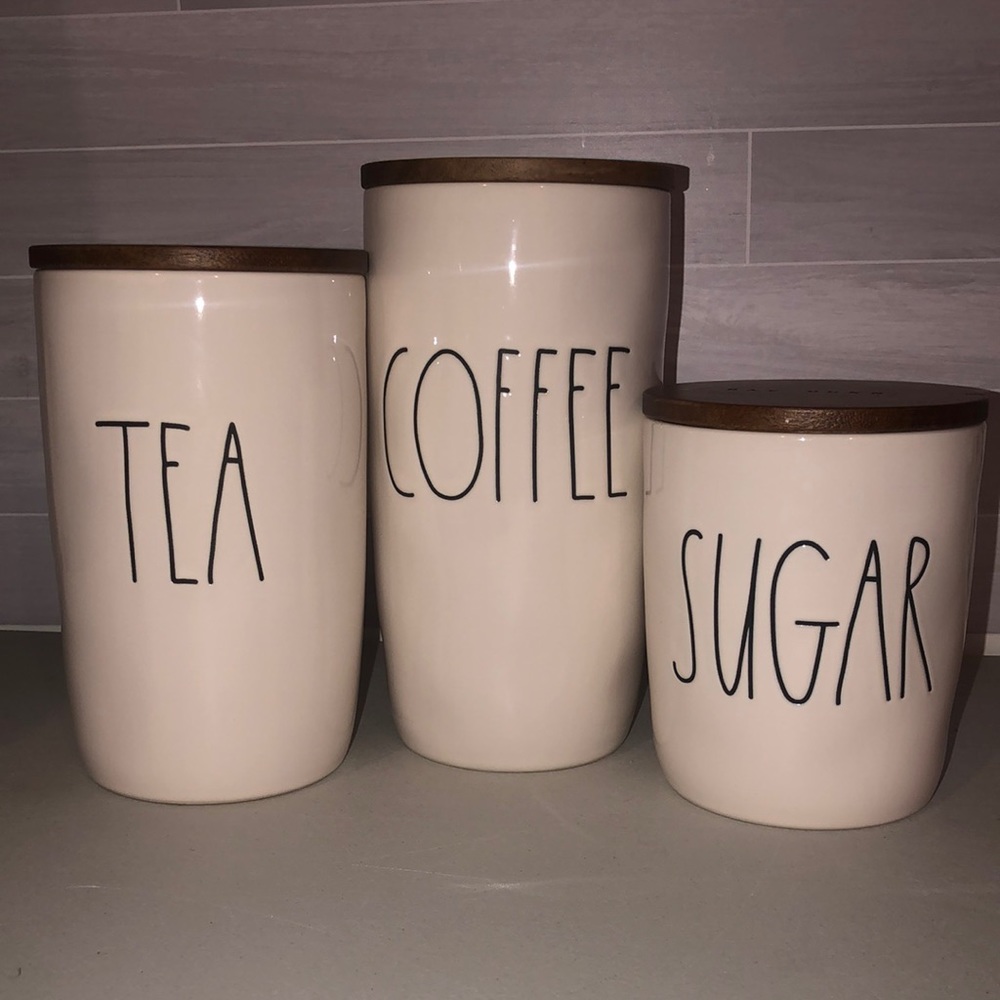 RAE DUNN  set of COFFEE, SUGAR, TEA caniste…